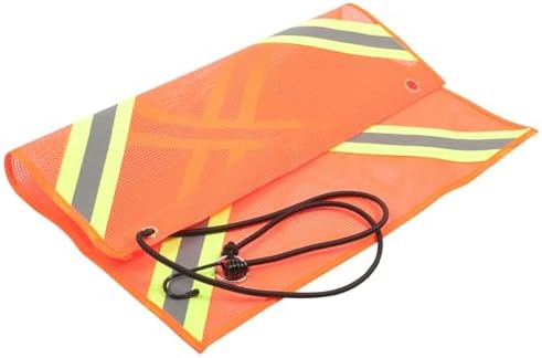 NUOBESTY Araba ve kamyon için reflektörlü sinyal bayrağı, 46 x 46 cm, PVC file, asma tokalı, gece görüşlü, trafik güvenliği için römork arkasında uyarı bayrağı - Görsel 1