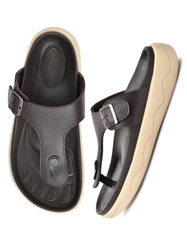 Image of HEALTH FIT Extra Soft Premium Classic Cushion Sliders /with Adjustable Buckle Strap & Light Weight Anti-SkidWaterproof Luxurious Slippers for Men's HF121