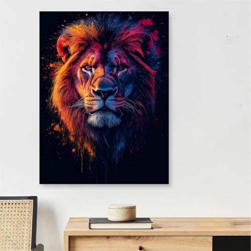 Peinture par numéro adulte lion avec cadre 20x30 cm pour activité manuelle Model406