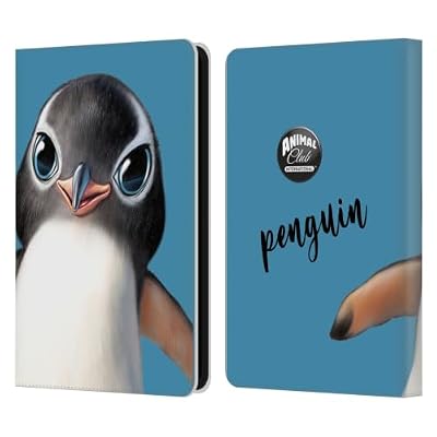 Head Case Designs Officially Licensed Animal Club International Penguin Faces Leather Wallet Case Compatible with Amazon Kindle 11th Gen (2024)