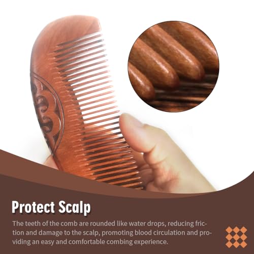 Anti-Static Peach Wood Comb with Fine Tooth โ Wooden Comb for Women, Gentle Scalp Massage & Smooth Styling for Curly/Thick/Straight Hair
