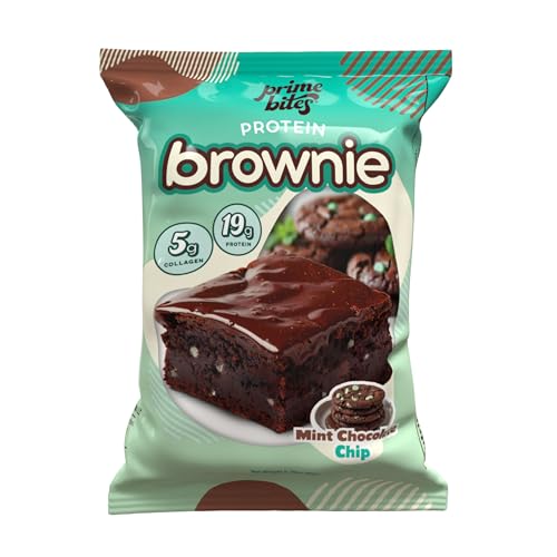 Image of Prime Bites High Protein Brownie Snack, Low Carb, Mint Chocolate Chip 12ct | 19g of Protein, 5g of Collagen, Gluten-Free, Low-Sugar Treat, Delicious Protein Snack