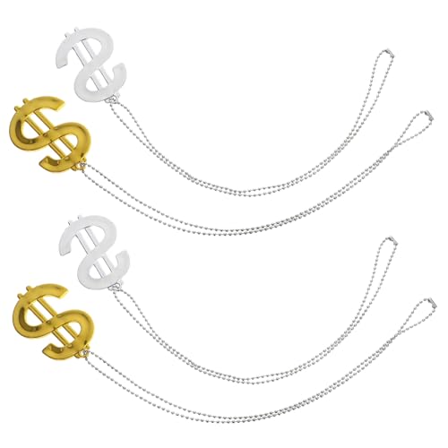 BESTonZON 4Pcs Sign Necklace Lightweight Money Chain for Parties Halloween and Birthday Celebrations Unique Hip Hop Jewelry for Fun Festive Outfits