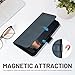 JanCalm for iPhone 12 Pro Max Case Wallet,Card Holder Cash Slots,Wrist Strap,Kickstand,Minimalist Designed Flip Cover,Premium PU Leather Protective (Blue)