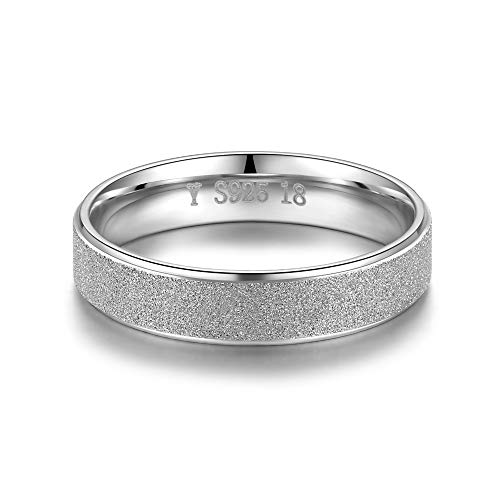 Matte Finish Sandblast Ring 925 Sterling Silver Scrub Ring for Men/Women Size 6-12
