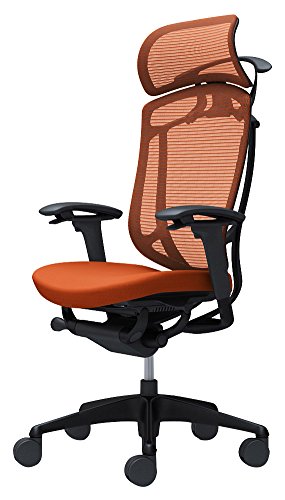 オカムラ オフィスチェア コンテッサ セコンダ 可動肘 エクストラハイバック 座:クッション オレンジレッド CC88MR-FPD8