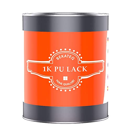 1K PU Holzlack für innen & außen I 1 L Parkettlack Weiss glänzend I Holzfarbe ideal für...
