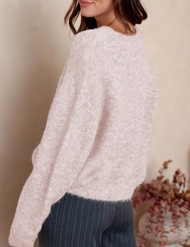 Image of Ynhonra Womens Cardigan Sweater Front Button Loose Y2k Long Sleeve Crewneck | Lightweight Knit Ribbed Hem