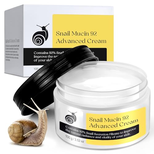 XIAMOFUZHOU Snail Mucin 92% Repair Serum Cream - Face Moisturizer Hydrating Anti Age Firming Wrinkle Reduction Daily Repair Snail Mucin Face Cream for Dry & Sensitive Skin, All Skin Types-100 g/3.52 oz