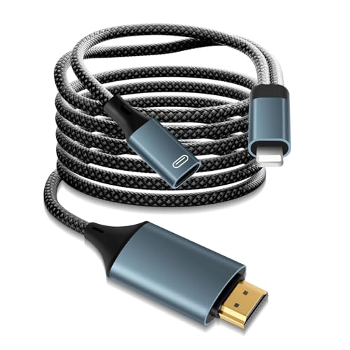 Lizoak Câble HDMI Lightning de 2 m pour iPhone 14/13/12/11/XS/XR/8, adaptateur AV numérique Full HD 1080P, compatible avec iPad et iPod, streaming TV, Plug &...
