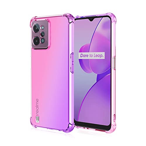 HONLEN Funda para Realme C31 Carcasa, (6.5' Inches) Gradiente Transparente TPU Silicona Case, Protección de Esquina Mejorada Cover Rosado Morado