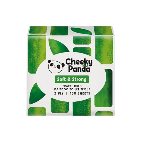 The Cheeky Panda – Papier hygiénique de voyage en bambou | Paquet de 150 feuilles (2 plis) | Hypoallergénique, écologique, super doux, solide et durable