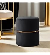 ENIQE STORE Upholstered Velvet Round singal Strip Office Foot Rest Stool Round Padded Seat Pouf O...