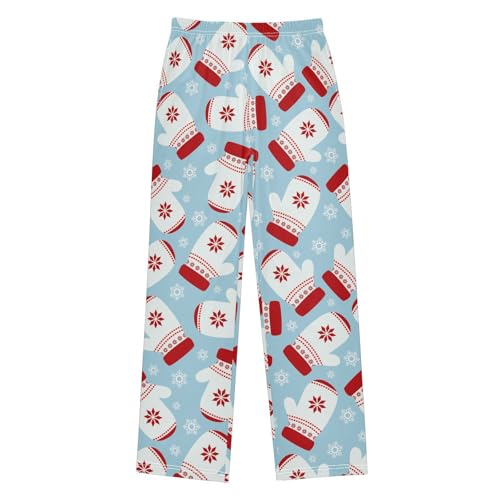 Boys' Pants Christmas Mittens Cute Snowflakes Long Bottoms Jogger Pants Elastic Waist Trousers with Pockets S-XL