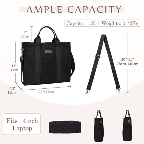 Bolsa Tote Feminina, VASCHY Bolsa de Lona para Mulher Professor Bolsa de Trabalho Casual e Resistent