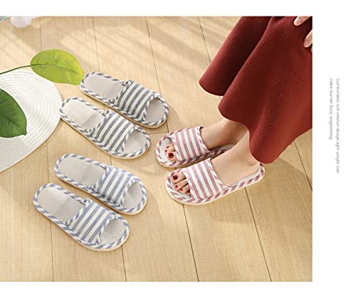 HENGYUE Pantoufles D'intérieur en Lin Pantoufles en Coton Rayé Quatre Saisons Couples Absorbant La Sueur Fond Mou Sandales de Sol en Bois à La Maison,Black-3738394042434445 Cover