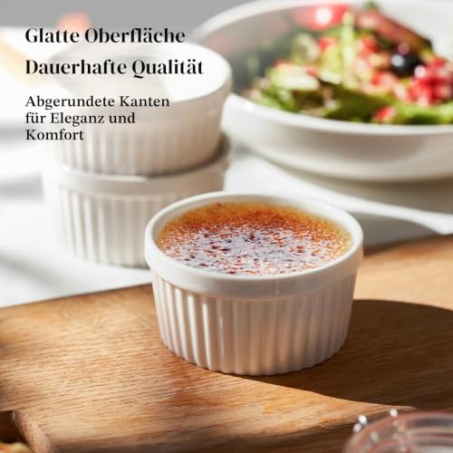 DOWAN Creme Brulee Schälchen 6er Set,235ml Antihaftbeschichtete Soufflé Förmchen,Souffleeförmchen Backofenfest,Ragout Fin Schalen… – Ansicht 4