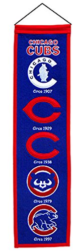 Winning Streak Fan Shop Authentic MLB Heritage and Baseball Team Felt Embroidered Logo Banner. Office, Bar or Man Cave (Chicago Cubs v2)