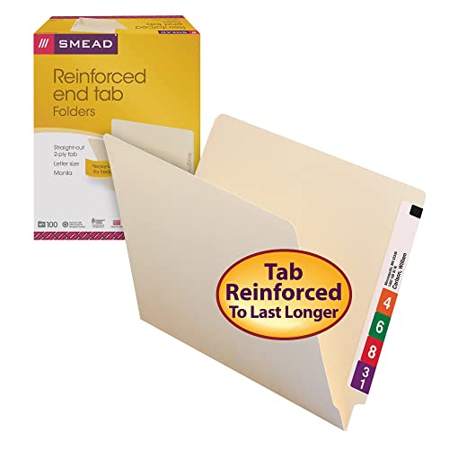 image for Smead Shelf-Master End Tab File Folders, 100 Count, Manila, Reinforced