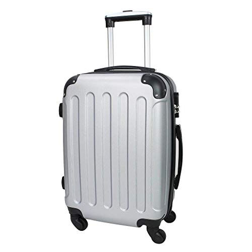Todeco – handbagage voor cabine – afmetingen (incl. wielen): 56 x 38 x 22 cm – binnenmaten: 49 x 35 x 21 cm – bagagewagen 51 cm, zilver, ABS, hoeken beschermd