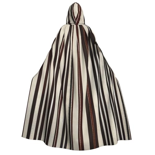 Cape à capuche rayures marron longue de 190 cm au drapé fluide unisexe
