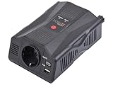 Technaxx Convertisseur Voiture 12V vers 230V 300W Puissance Continue 600W Crête Convertisseur de Tension Auto avec Prise Schuko USB&USB C Inverter Compact pour Camping Voiture Camping Car Bateau TE24