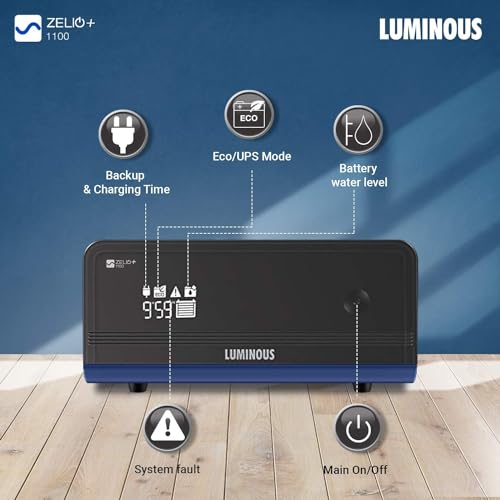 Luminous Inverter & Battery Combo with Trolley (Zelio+ 1100 Pure Sine Wave 900VA/12V Inverter, Red Charge RC 15000 PRO Short Tubular 120Ah Battery... - Image 5