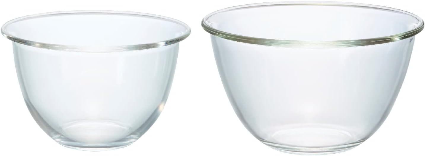 HARIO MXP-2606 Heat Resistant Glass Bowls, Set of 2, 59.1 fl oz (1,500 ml) / 2,200 ml, Made in Japan