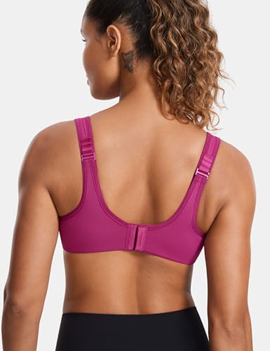 Image of SYROKAN Women's Ladder Adjustable Straps Sports Bras | High Impact, Lightly Pads, Underwire, Large Bust, Full Coverage, Workout Bra