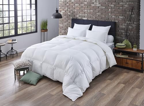 DODO - Couette Naturelle Chaude Anti-acariens 220 x 240 cm - Convient 2 Personnes - Enveloppe 100% Percale de Coton - Garnissage 70% Duvet, 30% Plumettes -...