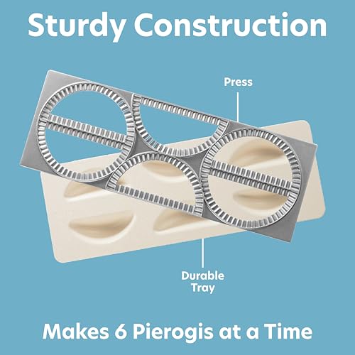 CucinaPro Pierogi Maker w Tray & Press- Make 6 Pierogis, Dumplings, Empanadas, Potstickers or Pastry at Once- Stainless Steel Durable Construction, Portable Set Easy to Use- Homemade Cooking Essential