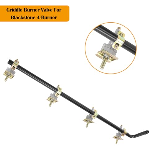 36 Inch Griddle Burner Control Valve with Gas Rail for Blackstone 4-Burner Flat Top Griddle 1554 1565 1836 1866 1560, Gas Valve Replacement Parts for Blackstone 36 Inch