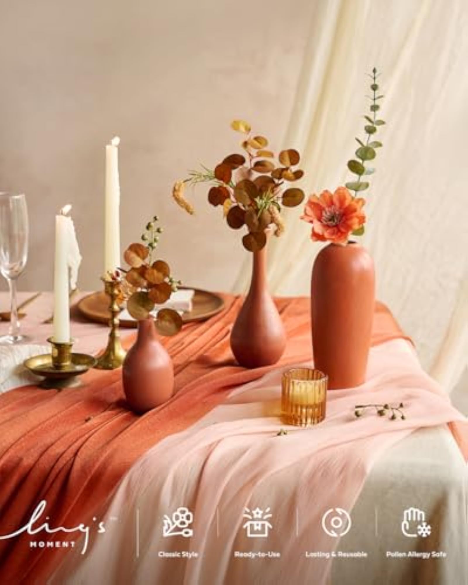 10Ft Burnt Orange Sheer Chiffon Table Runner, Elegant Wedding Decor
