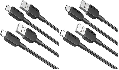 Anker USB A to USB C Cable, Charger Cord (4 Pack, 3FT), for iPhone 17 Series,Samsung Galaxy Note 10/S10+ S10, LG V30 (Black)
