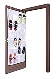lebogner Over The Door Hanging Shoe Storage Organizer 24 Clear Reinforced Vinyl Pouches, Store Up to 12 Pairs of Shoes, White Space Saving Closet Accessories Organizer, Sturdy Shoe Organizer