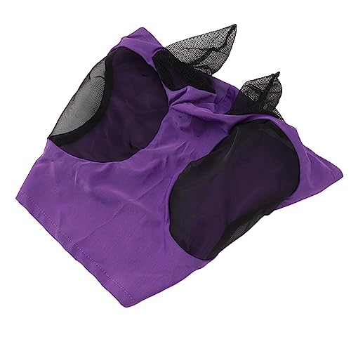 Horse Mesh Fly Mask Breathable Elastic Horse Face Mask Ears Riding Equestrian Equipment (Violet)