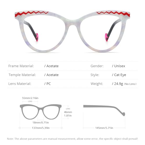 Image of HEPIDEM Multicolor Acetate Glasses Frame Women Cat Eye Eyeglasses Men Optical Spectacles 9291