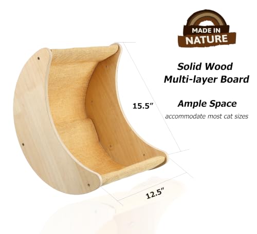 Image of HAPYKITYS Cat Window Perch, Plywood Moon Bed with 4 Heavy-Duty Suction Cups
