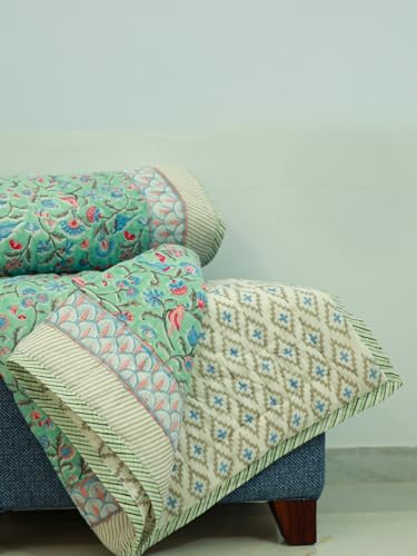 Image of Pakshi Ac Dohar Double Bed | Uniform Cotton Filling Duvet | 100% Cotton Soft & Cozy AC Blanket | Lightweight Reversible Design Quilt | Color - White