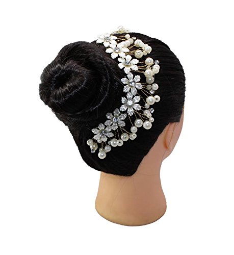 [Ear Lobe & Accessories] Floral Pattern | White Hair Accessories | 17.5 cm, Pack of 1 Pc