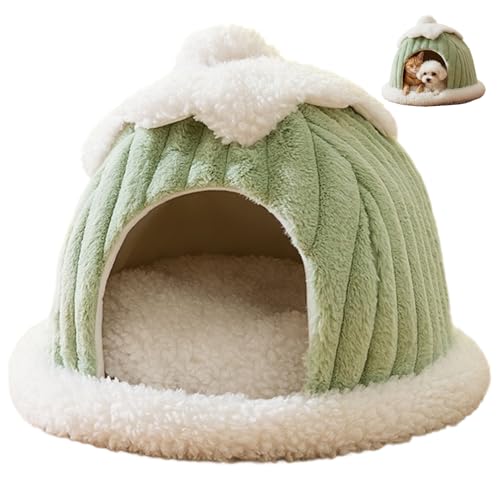 Lit fermé pour chat contre le froid hivernal avec dôme citrouille isolant
