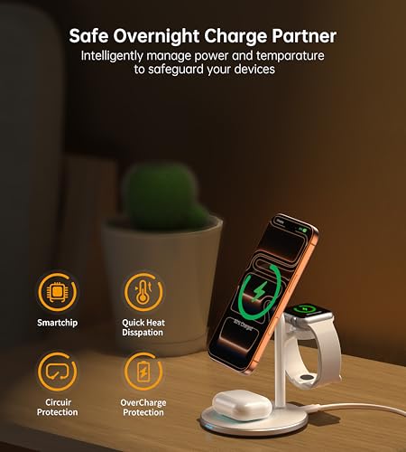 Image of XooFly 3 in 1 Magnetic Wireless Charging Station for Apple Devices,15W