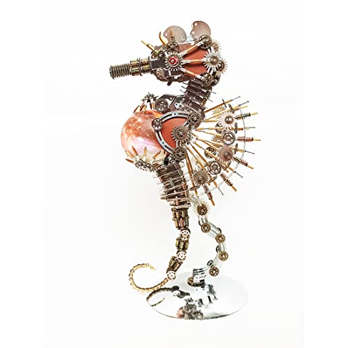 Puzzle 3D metalu, model konika morskiego, planeta lampą, zestaw samodzielnego montażu, zestaw budowy mechanicznej, steampunk, metalowy model zwierzęcia, układanka, ozdoba biurko