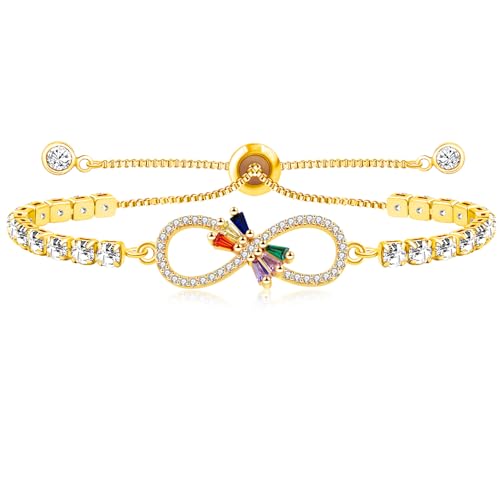 Image of Eternal Shape Butterfly 18k Gold Plated Braided Beaded Bracelets with Zirconia Loyal Heart Bracelet for Women Mom Grandma Sister Best Friends | Mother's Day Birthday Party Christmas Gift YA4729