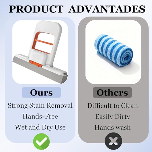 Image of Mini Mop for Kitchen, Floor, Glass, Car & More | Portable Cleaning Sponge Mop Handheld Self-Squeeze Sponge Cleaning Tool Wet and Dry Use Cleaning System for Small Spaces