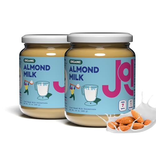 Organic Almond Milk Unsweetened Plain Concentrate by JOI - 2-Pack, 54 Servings - Vegan, Kosher, Shelf Stable, Keto-Friendly, Dairy Free, Plant Milk - Paste / Butter, Non-dairy Alternative. Zero additives, sugar free, no gums or seed oils.