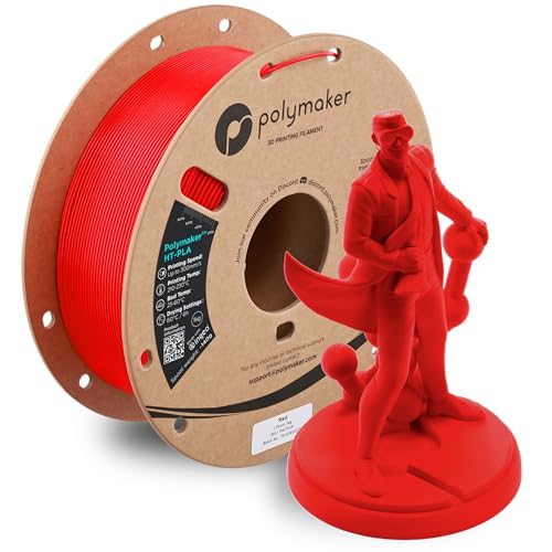 Polymaker HT-PLA Filament 1.75mm Red, High Temp PLA for 3D Printing, Heat Stable Up to 150°C, Easy to Print, Works with Most FDM Printers, 1kg Spool