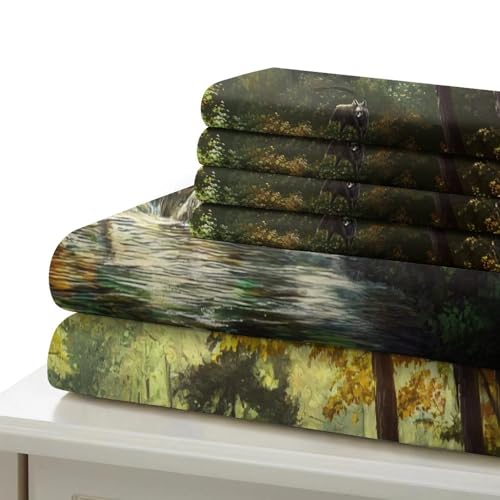 Housse de couette 220x240 cerf effet 3D parure de lit microfibre