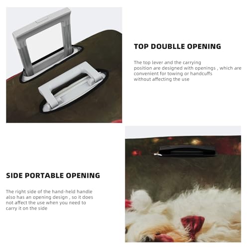 Sheepdog Wearing A Christmas Hat Elastic Travel Luggage Covers Dustproof Scratch-Resistant Suitcase Protector Fit 22-24 Inch3