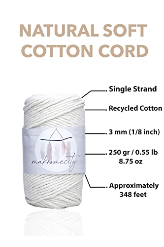 image for Makromecity, Single Strand Macrame Cord 3 mm x 1300 feet Set of 4 (Bei